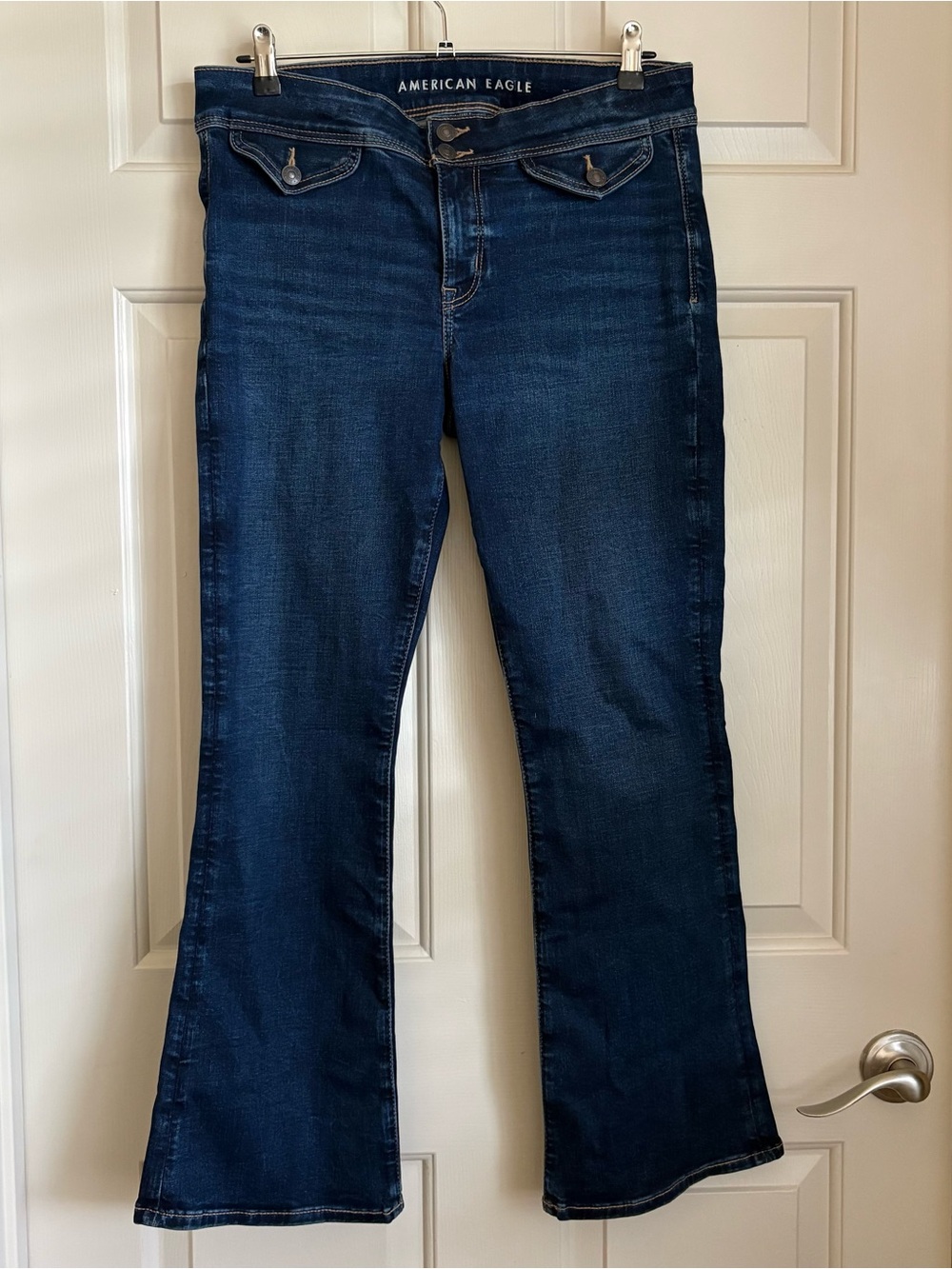 AR Dark Wash Bootcut Kick Flare Stretch Jeans Retro Y2K Indie Sleaze10 Short